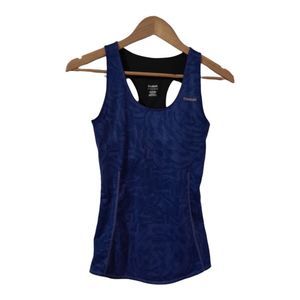 Reebok Play Dry blue and black patterned sport top tank top size small